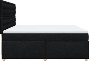 vidaXL Κρεβάτι Boxspring με Στρώμα Μαύρο 200x200 εκ. Υφασμάτινο
