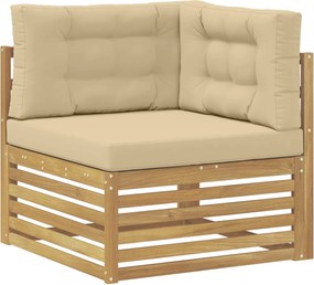 vidaXL Σειρά Καναπέ Εξωτερικού 6 pcs Λευκό και Μπεζ Πολυεστέρας