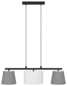 Φωτιστικό Κρεμαστό Τρίφωτο L860xΗ1100mm 3xΕ27 Απόχρωση Μαύρο-Ανθρακί-Λευκό Eglo Almeida  1 98587