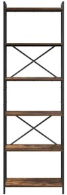 vidaXL Βιβλιοθήκη Καπνιστή δρυς 60 x 30 x 188 εκ Επεξεργασμένο ξύλο