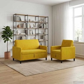 vidaXL Σαλονάκι Σετ Με Αποθηκευτικό Χώρο 2 τμχ. Κίτρινο Πολυεστέρας