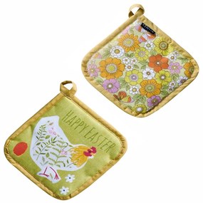 Πιάστρες Easter 24 02 (Σετ 2τμχ) Multi Kentia 20x20cm Cotton-Polyester