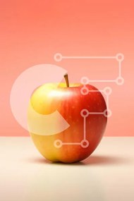 Σετ των 2 Intra Συλλεκτικό Ξύλινο Παζλ Plywood 4mm - Ζωντανό μήλο σε φόντο κλίσης Σε Ξύλινο Κουτί - Διαστάσεις: 10x10 cm – 25 κομμάτια