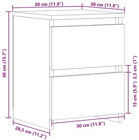 Κομοδίνο Όψη Παλαιού Ξύλου 30 x 30 x 40 εκ. από Επεξ. Ξύλο - Καφέ