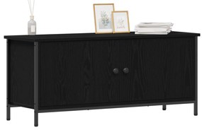 vidaXL TV Stand Μαύρης Δρυός Μαύρη δρυός Μοριοσανίδα, Μέταλλο