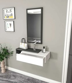 Stewehome Μοντέρνα Δίχρωμη MDF Κονσόλα Εισόδου με Καθρέπτη Ανθρακί (λευκό) 82x29.6x15.8 cm