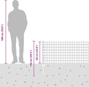 vidaXL Περίφραξη Euro με Στήλη 10 x 0,6 μ Γαλβανισμένος Χάλυβας Ασημί