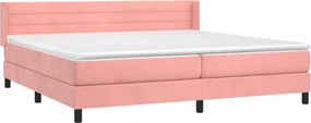 vidaXL Κρεβάτι Boxspring με Στρώμα Ροζ 200x200 εκ. Βελούδινο