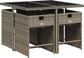 vidaXL Σετ Τραπεζαρίας Κήπου 5 τεμ. Γκρι Συνθ. Ρατάν με Μαξιλάρια