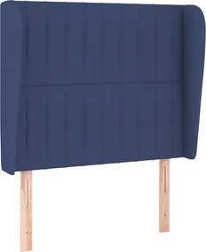 vidaXL Κρεβάτι Boxspring με Στρώμα Μπλε 90x200 εκ.Υφασμάτινο