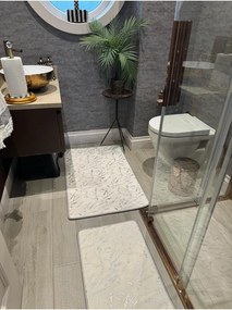 Stewehome Σετ 2 τεμαχίων μπανμπού χαλιών μπάνιου με αντιολισθητική δερμάτινη βάση και ψηφιακή εκτύπωση 60x100x6 cm