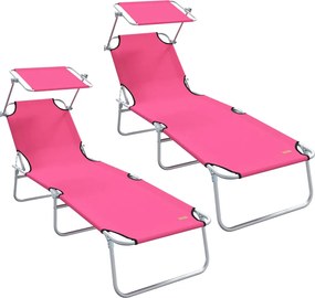 vidaXL Ξαπλώστρα 2 pcs Ροζ 58 x 188 x 77 εκ. Πολυεστέρας