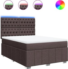 vidaXL Κρεβάτι Boxspring με Στρώμα Σκούρο Καφέ 140x190 εκ. Υφασμάτινο