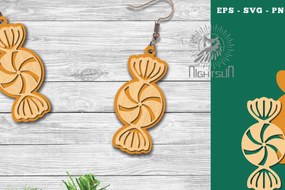 Σετ των 3 Intra απο ξύλο plywood 3mm-4mm πάχος Χριστουγεννιάτικα σκουλαρίκια με λέιζερ καραμέλα 1 Δίασταση 3x3 cm INTRAFABR-112553086