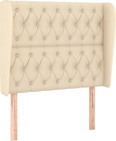 vidaXL Κρεβάτι Boxspring με Στρώμα Κρεμ 90x200 εκ.Υφασμάτινο