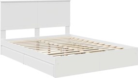 vidaXL Κρεβάτι Αποθήκης Λευκό 150 x 200 cm Επεξεργασμένο ξύλο