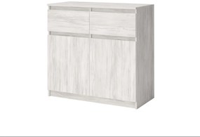 Συρταριέρα MARY χωρίς χερούλια με λαβές πόρτας και συρταριών σε σχήμα U, Oak Blanco 90x86x43cm-GRA101
