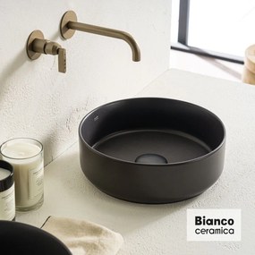 Bianco Ceramica Etna Επιτραπέζιος Πορσελάνινος Νιπτήρας Ø36εκ Anthracite Matt