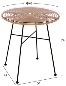 Σετ Κήπου ALLEGRA C10478 3 τεμ Μπέζ - Μαύρο Wicker με Τραπέζι Φ70x74 εκ. &amp; 2 Καρέκλες