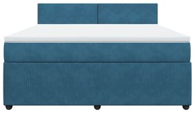 Κρεβάτι Boxspring με Στρώμα Μπλε 180x200 εκ. Βελούδινο - Μπλε