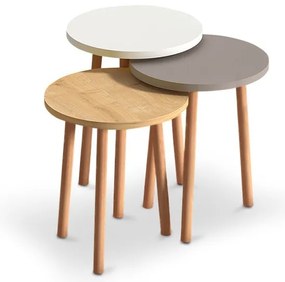 Βοηθητικά τραπεζάκια Roma Megapap μελαμίνη λευκό-cappuccino-oak GP022-0027,4-GP022-0027,4-Μπεζ GP022-0027,4