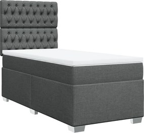 vidaXL Κρεβάτι Boxspring με Στρώμα Σκούρο Γκρι 80x200 εκ. Υφασμάτινο