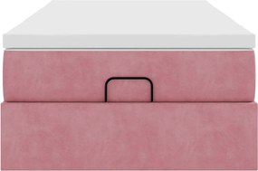 vidaXL Οθωμανικό κρεβάτι με στρώμα ροζ 90x190cm Velvet