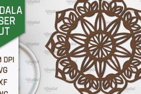 Intra απο ξύλο plywood 3mm-4mm πάχος - Floral σχέδιο τοίχου Mandala με  Δίασταση 30x30 cm INTRAFABR-103247321