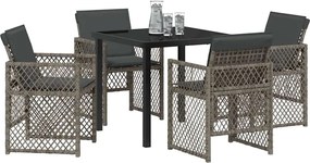 vidaXL Σέτ φαγητού για κήπο 5 pcs Γκρι συνθετικό ρατάν