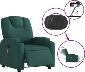 vidaXL Πολυθρόνα Μασάζ Ηλεκτρική Ανακλινόμενη Σκ. Πράσινο Υφασμάτινη