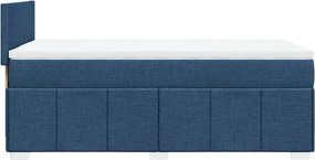 vidaXL Κρεβάτι Boxspring με Στρώμα Μπλε 90x200 εκ.Υφασμάτινο