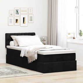 Οθωμανικό κρεβάτι με στρώμα Μαύρο 90x190cm Ύφασμα 3311506