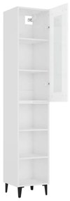 vidaXL Ντουλάπι Γυαλ. Λευκό 34,5 x 34 x 180 εκ. από Επεξεργασμένο Ξύλο