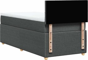vidaXL Κρεβάτι Boxspring με Στρώμα Σκούρο Γκρι 100x200 εκ. Υφασμάτινο