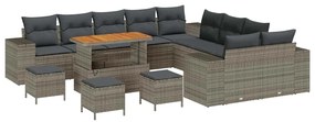 vidaXL Σετ Καναπέ Κήπου Ρυθμιζόμενο ύψος 13 pcs Γκρι συνθετικό ρατάν