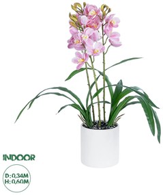 21403 GloboStar®  Artificial Garden PALE PINK CHERRY CYMBIDIUM 21403 Διακοσμητικό Φυτό Ροζ Κυμβίδιο Υ60cm