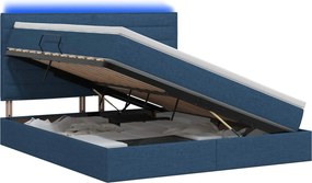 vidaXL LED Κρεβάτι αποθήκευσης με στρώμα Μπλε 180 x 200 cm Ύφασμα