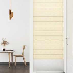 vidaXL Κεφαλάρι Τοίχου 12 pcs Κρεμ 90 x 15 cm Τεχνητό Δέρμα