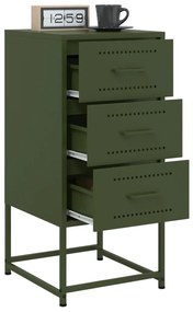 vidaXL Κομοδίνο Πράσινο Λαδί 36x39x78 εκ. από Χάλυβα