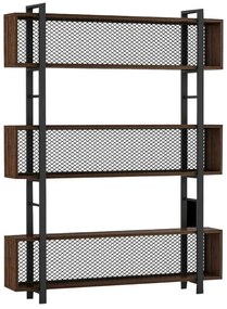 Βιβλιοθήκη Fifer pakoworld καρυδί-μαύρο 120x27x185εκ