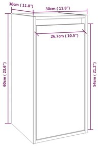 Ντουλάπι Τοίχου Λευκό 30 x 30 x 60 εκ. από Μασίφ Ξύλο Πεύκου - Λευκό