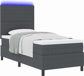 vidaXL LED Κρεβάτι με βάθρο Σκούρο Γκρι και Λευκό 100 x 200 cm