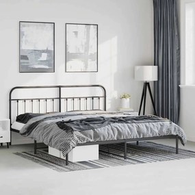 vidaXL Πλαίσιο Κρεβατιού με Κεφαλάρι Μαύρο 193 x 203 εκ. Μεταλλικό