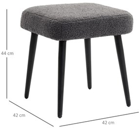 HOMCOM Σκαμπό, υποπόδιο, επενδυμένο κάθισμα, όψη κασμίρ, ατσάλινα πόδια, 42 x 42 x 44 cm, σκούρο γκρι