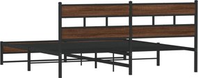 vidaXL Σκελετός Κρεβ. Χωρίς Στρώμα Καφέ Δρυς 193x203 εκ. Μεταλλικό