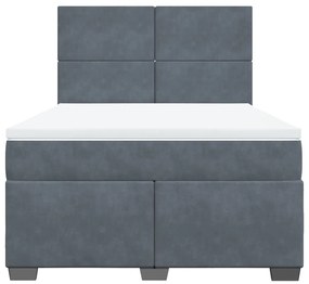 Κρεβάτι Boxspring με Στρώμα Σκούρο Γκρι 160x200 εκ. Βελούδινο - Γκρι