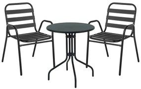 Τραπεζαρία Vergo-Sussie pakoworld 3τεμ μαύρο μέταλλο Φ60x70εκ