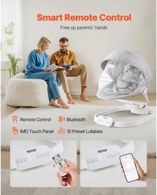 VEVOR Baby Swing for Infants 3 Speeds 3 Seat Positions Remote Control Bluetooth