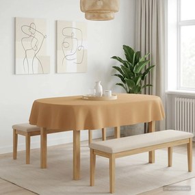 vidaXL Ύφασμα Τραπέζης Μπεζ 130 x 220 εκ Πολυεστέρας Ωοειδής