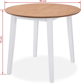 vidaXL Σετ Τραπεζαρίας 5 τεμ. Λευκό από MDF και Ξύλο Καουτσουκόδεντρου